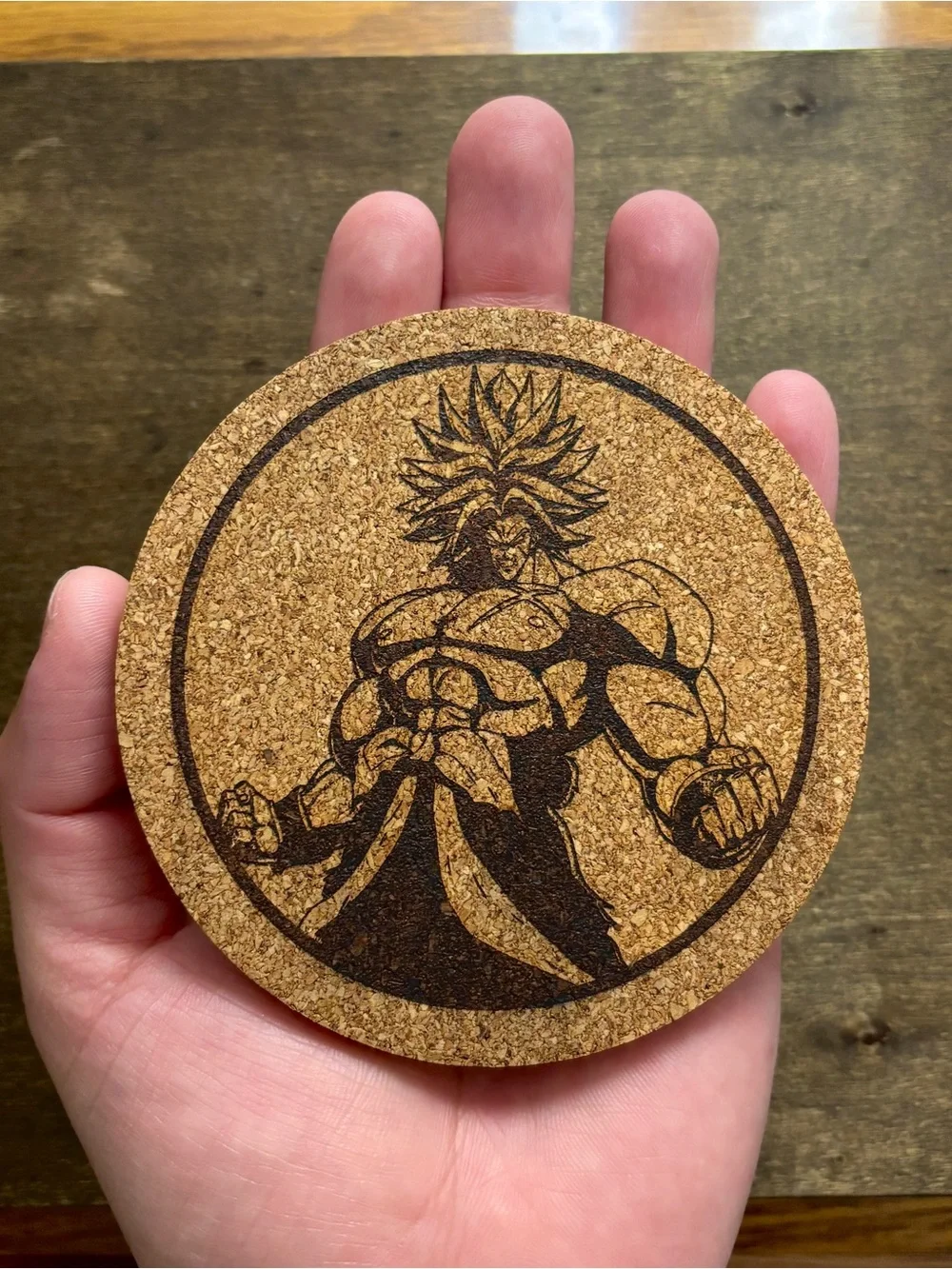 Dragon Ball Z Broly Laser Engraved Cork Coaster